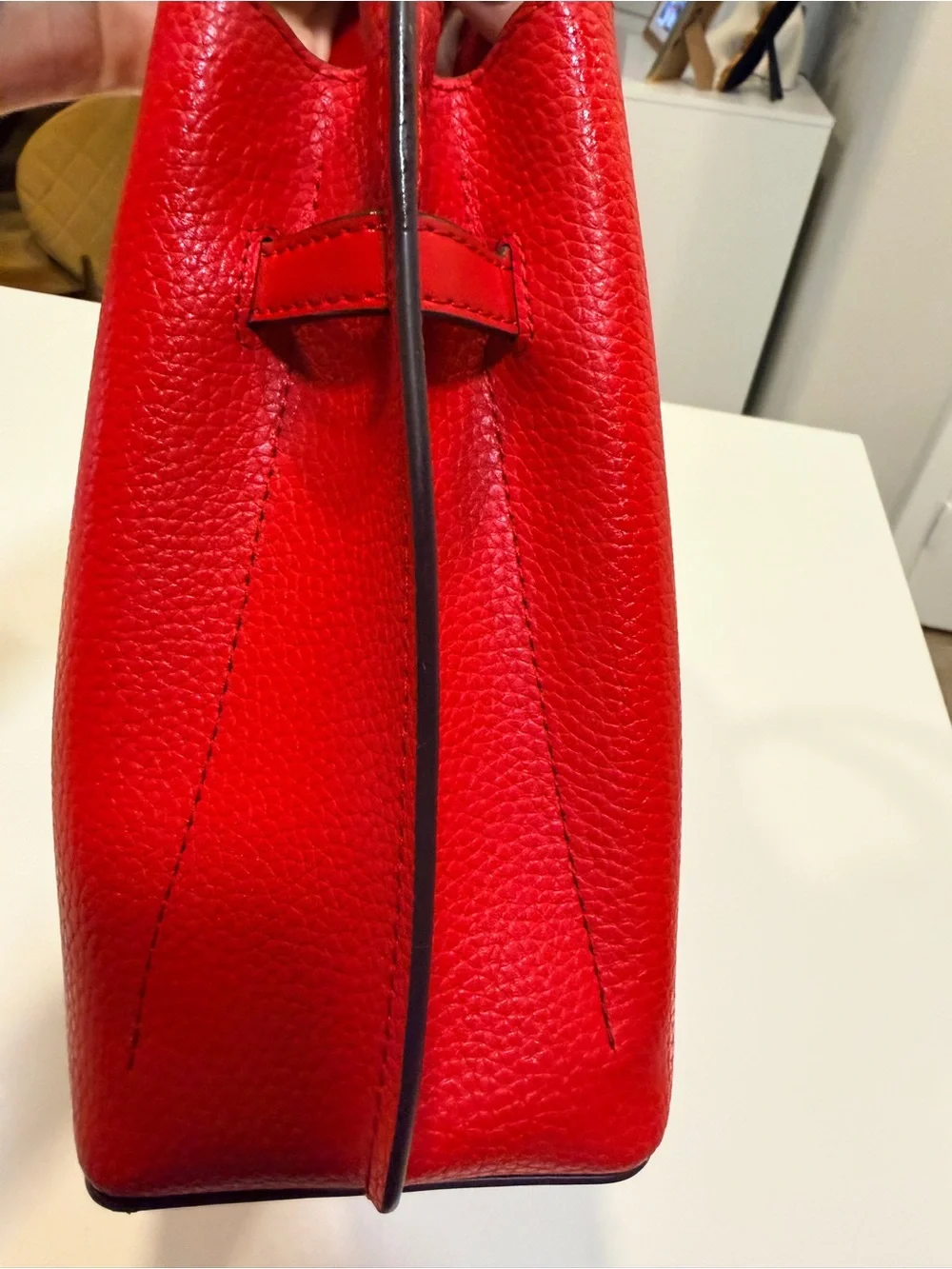 Michael Kors Red Pebbled Leather Belted Satchel Small Crossbody Bag w/strap